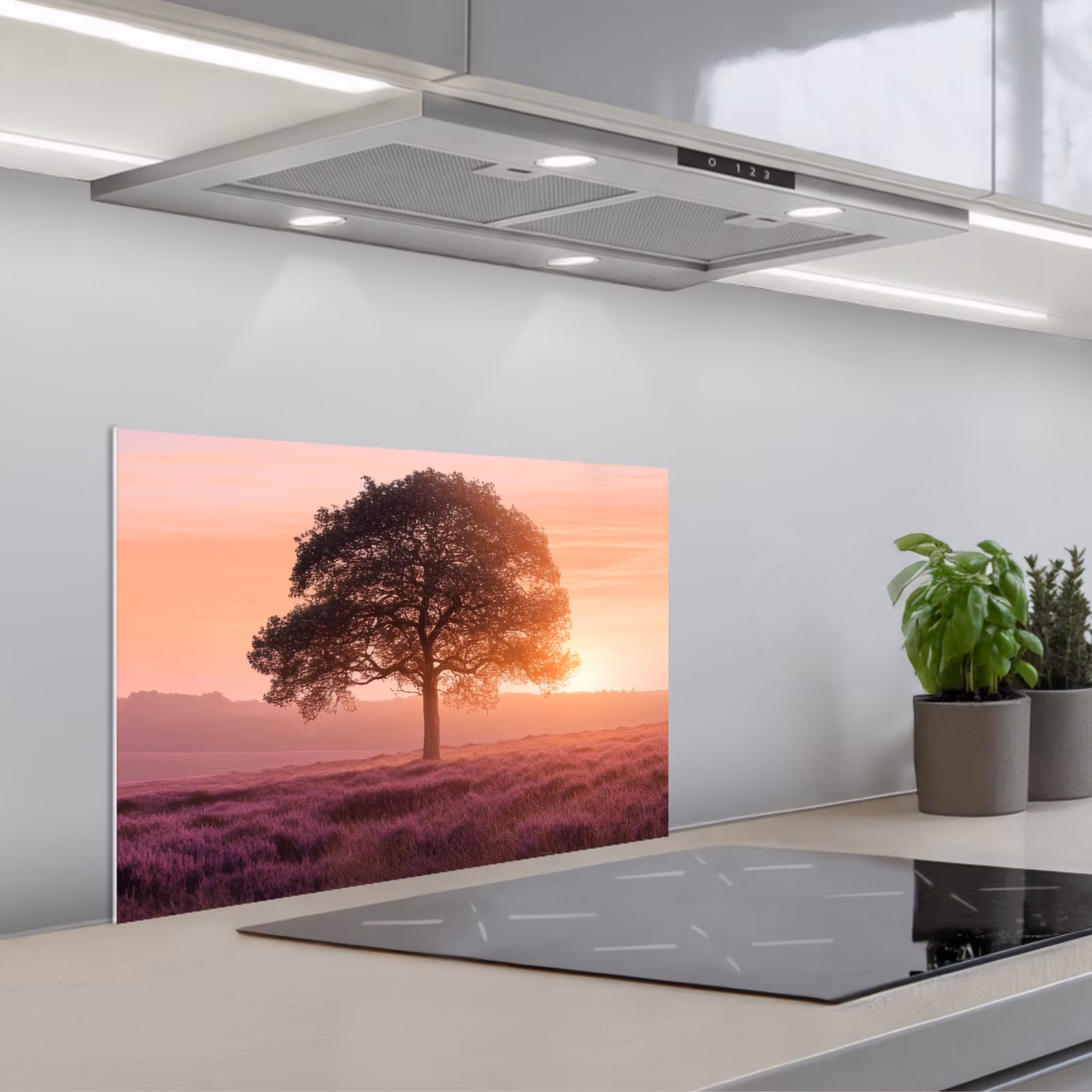 Spatscherm keuken - Boom - Heide - Zonsopgang — 1