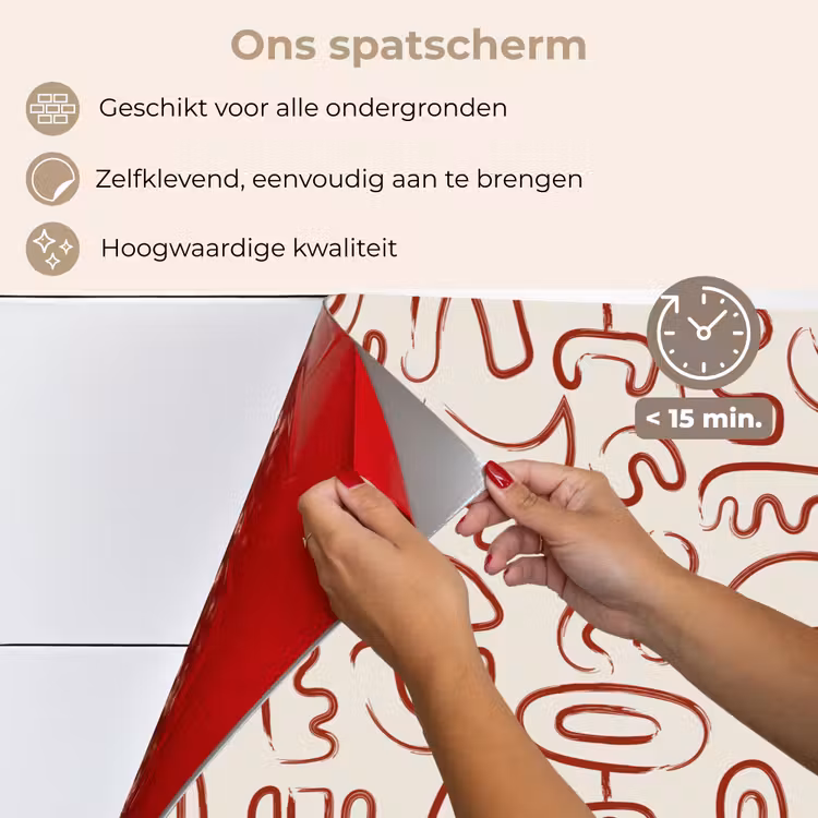 Spatscherm keuken - Beige - Vormen - Rood - Patroon — 4