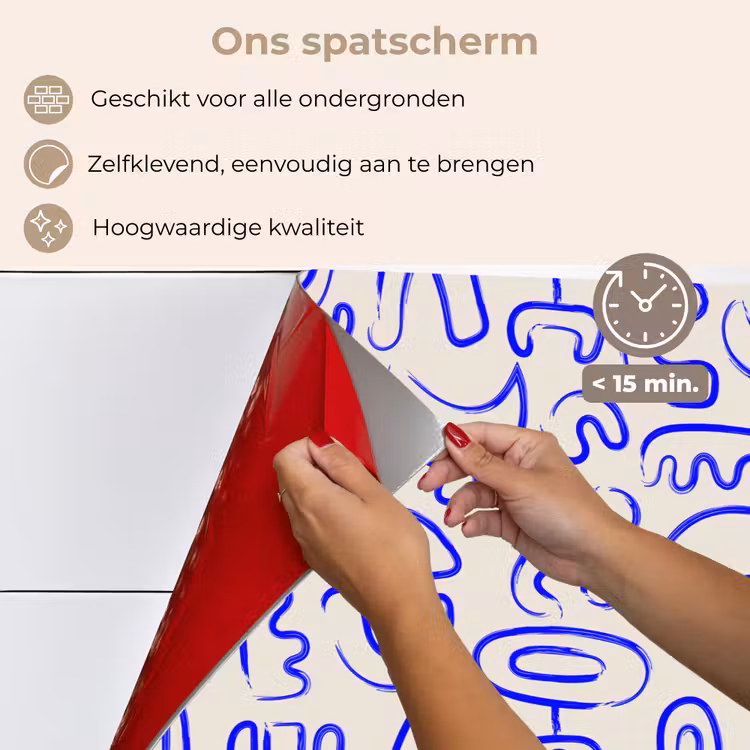 Spatscherm keuken - Blauw - Patroon - Abstract - Beige — 4