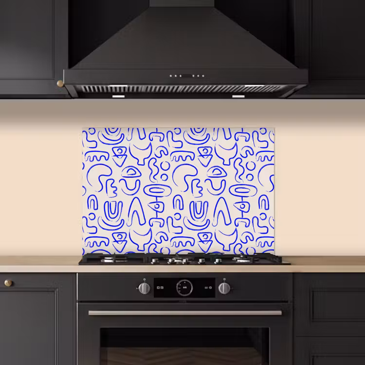 Spatscherm keuken - Blauw - Patroon - Abstract - Beige — 5
