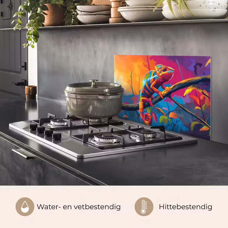 Spatscherm keuken - Kameleon - Tak - Gestreept - Bladeren — 2