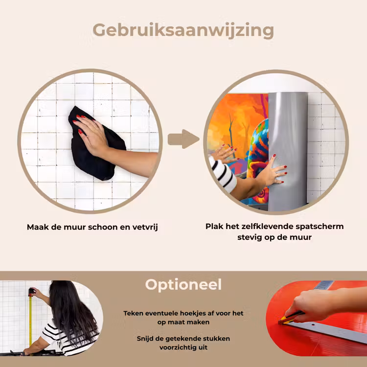 Spatscherm keuken - Kameleon - Tak - Gestreept - Bladeren — 6