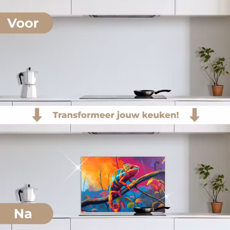 Spatscherm keuken - Kameleon - Tak - Gestreept - Bladeren — 7