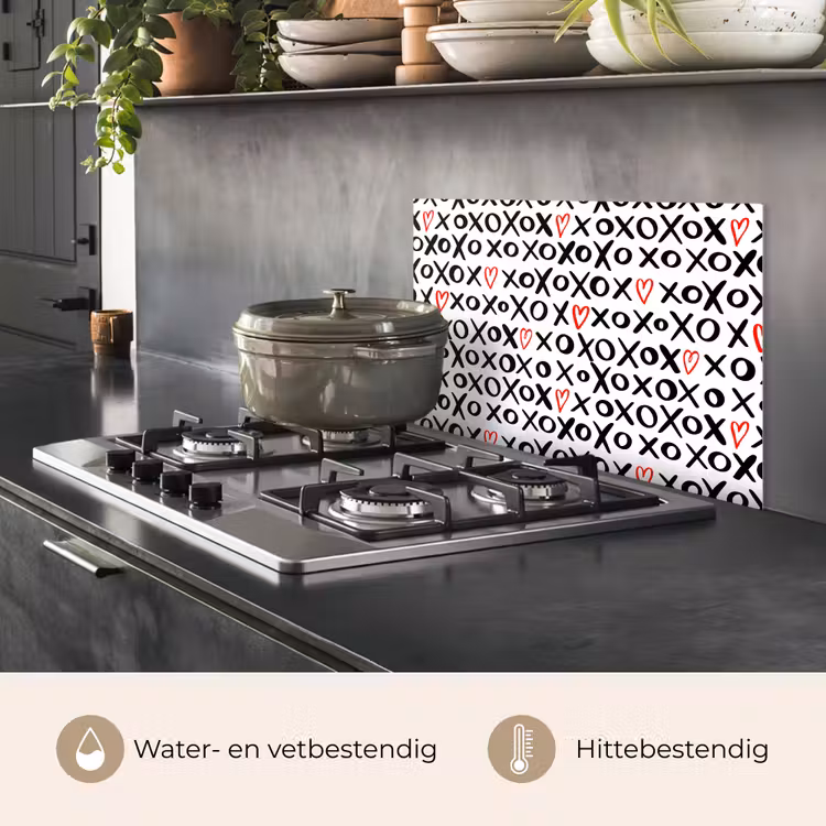 Spatscherm keuken - Tekens - Harten - Rood — 2