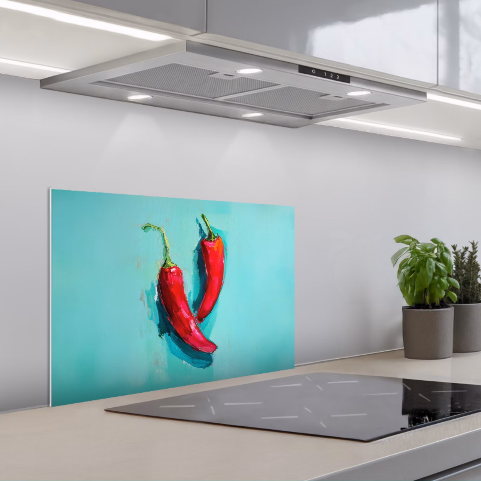 Spatscherm keuken - Chilipepers - Geverfd - Rood — 1