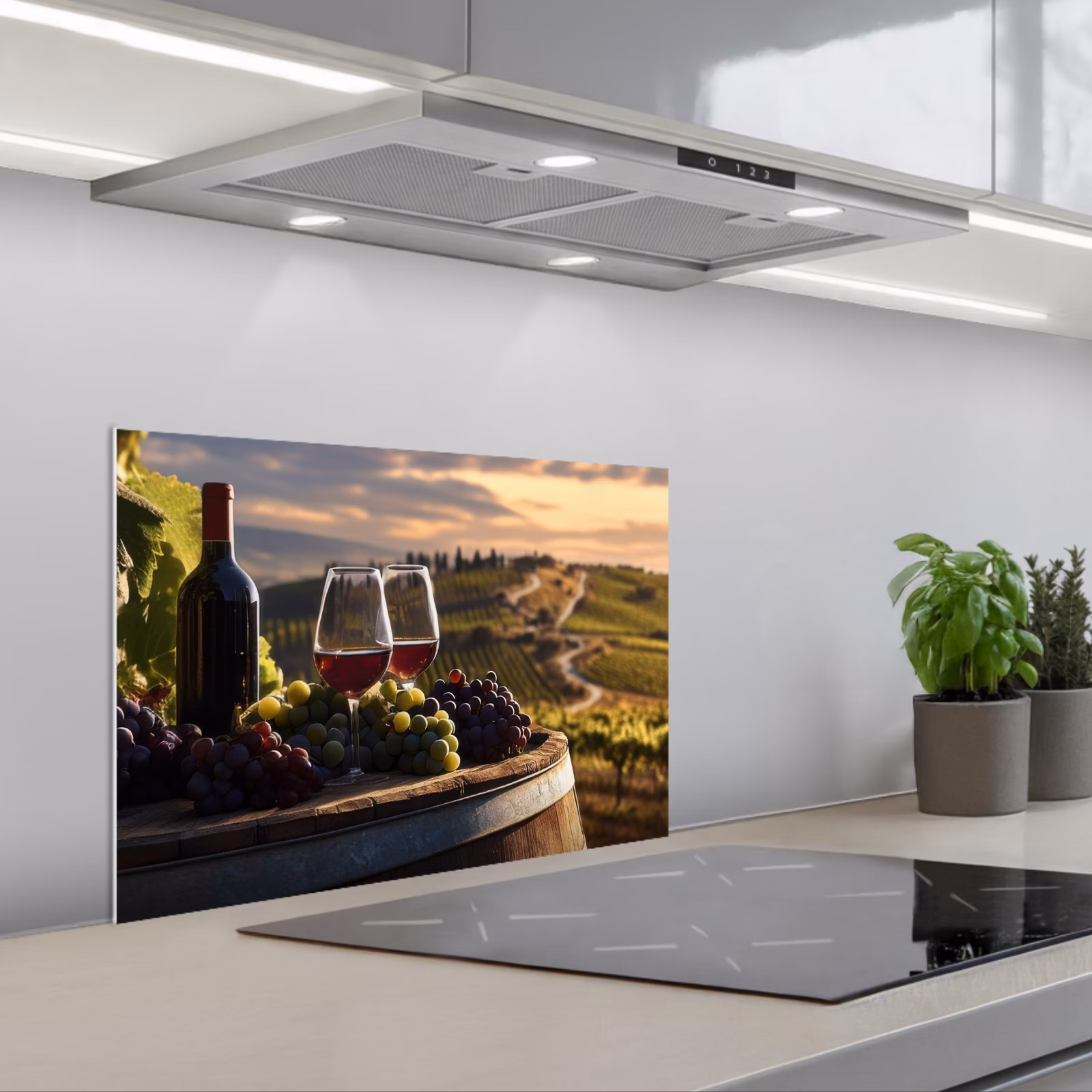 Spatscherm keuken - Wijn - Druiven - Heuvels - Landschap — 1