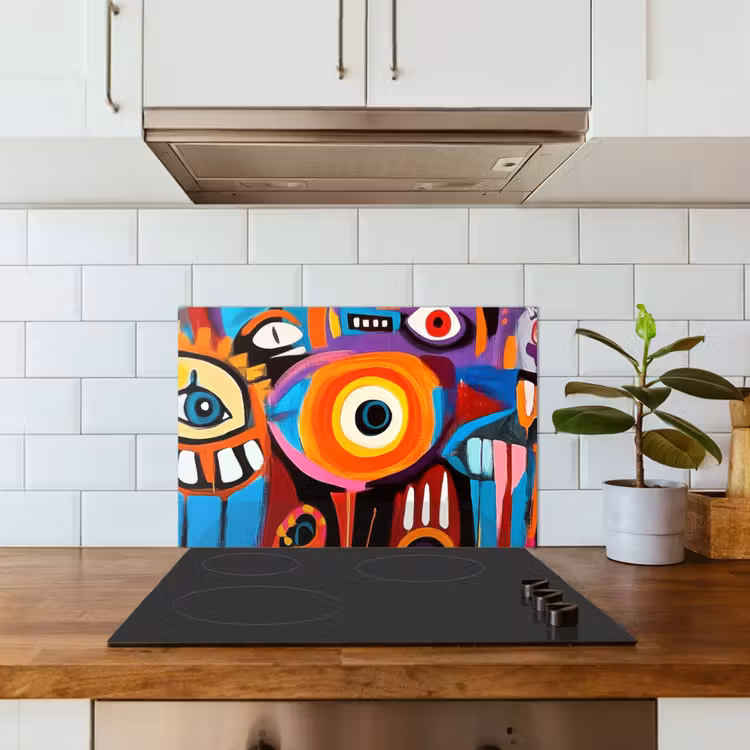 Spatscherm keuken - Abstract - Gezicht - Kleurrijk — 3