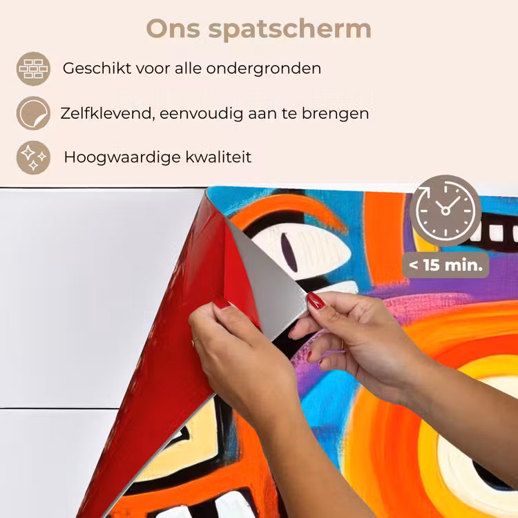 Spatscherm keuken - Abstract - Gezicht - Kleurrijk — 4
