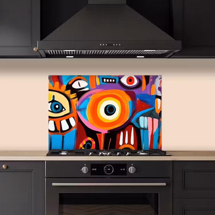 Spatscherm keuken - Abstract - Gezicht - Kleurrijk — 5