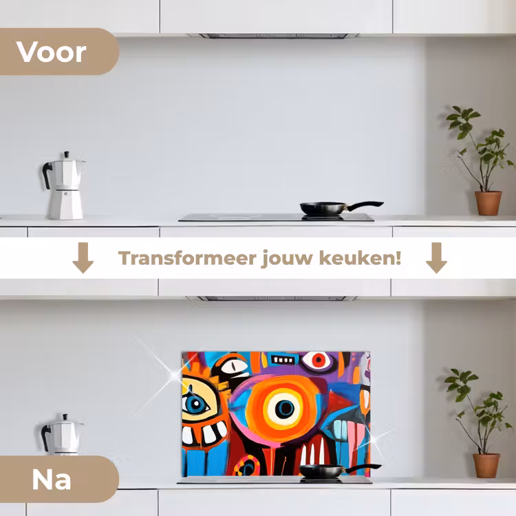 Spatscherm keuken - Abstract - Gezicht - Kleurrijk — 7