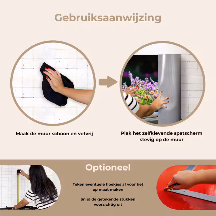 Spatscherm keuken - Bloemen - Steenrand - Kleurrijk — 6