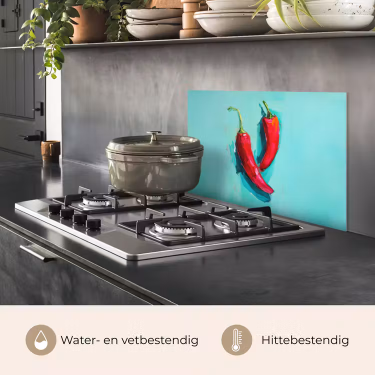 Spatscherm keuken - Chilipepers - Geverfd - Rood — 2