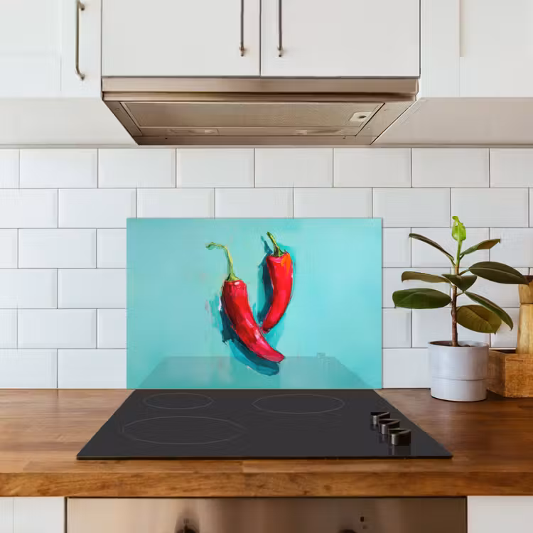 Spatscherm keuken - Chilipepers - Geverfd - Rood — 3