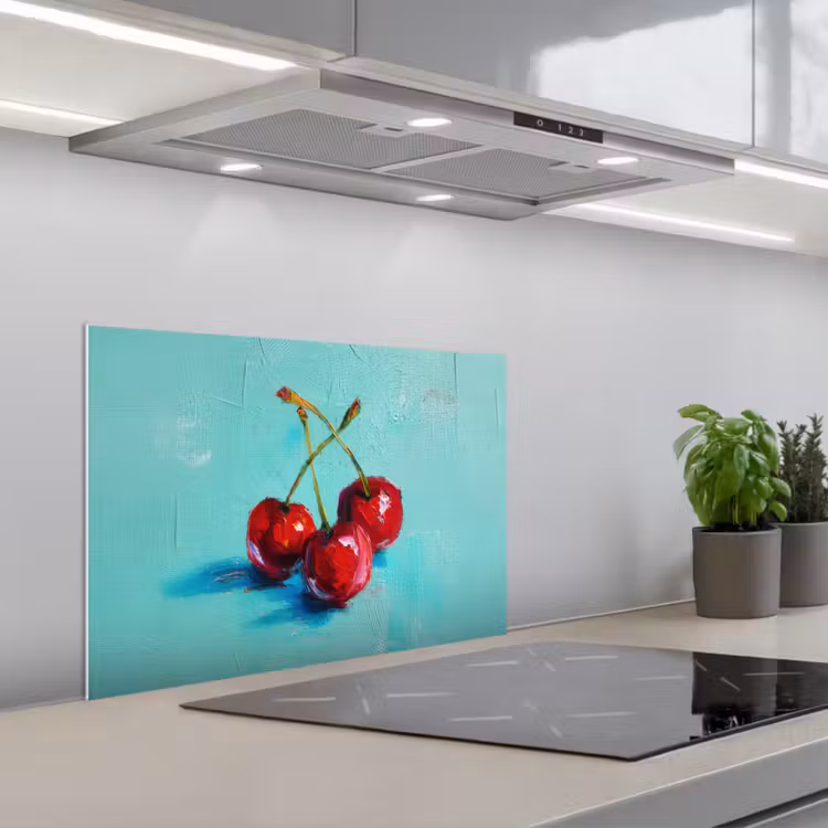 Spatscherm keuken - Kersen - Rood - Drie - Geverfd — 1