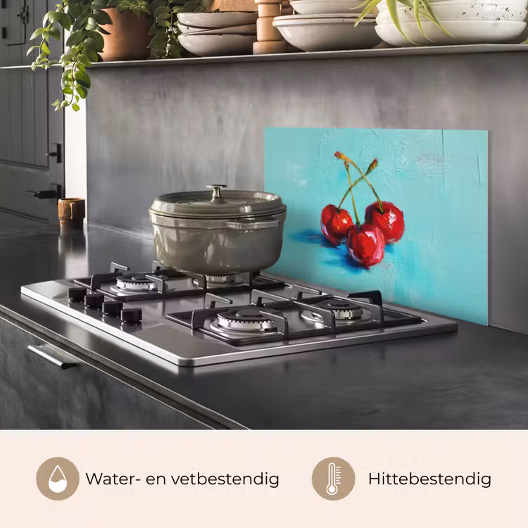 Spatscherm keuken - Kersen - Rood - Drie - Geverfd — 2