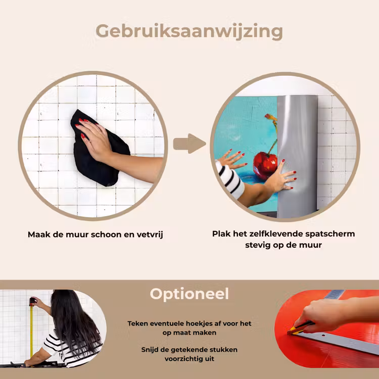 Spatscherm keuken - Kersen - Rood - Drie - Geverfd — 6