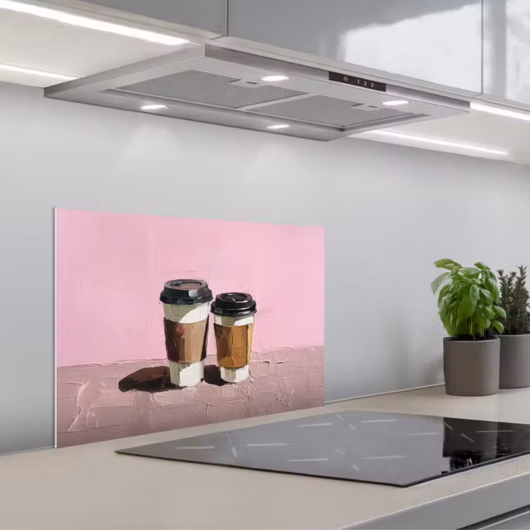Spatscherm keuken - Koffiebekers - Deksel - Verf - Textuur — 1