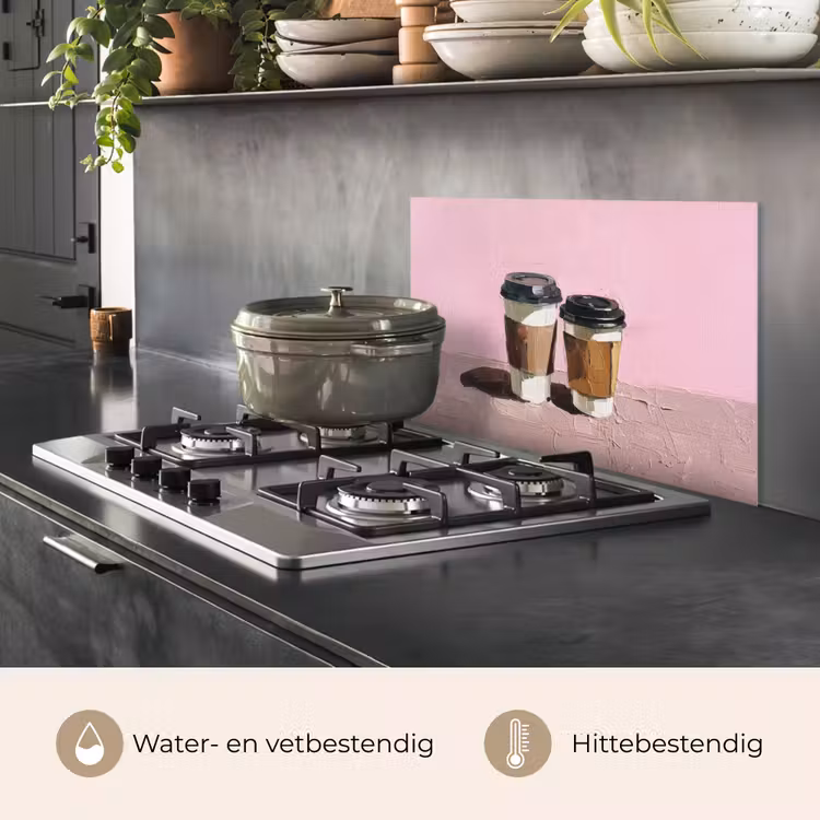 Spatscherm keuken - Koffiebekers - Deksel - Verf - Textuur — 2