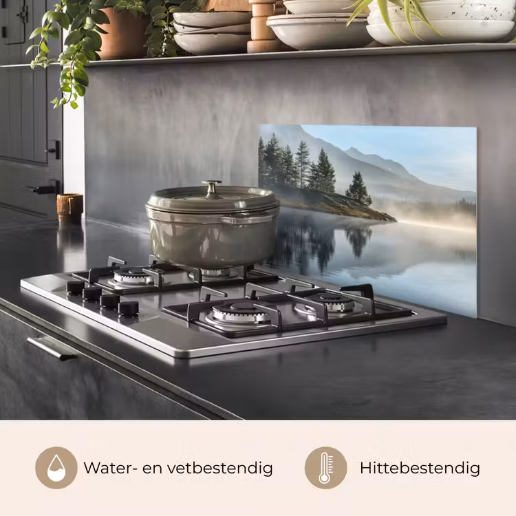 Spatscherm keuken - Meer - Mist - Bergen - Landschap — 2