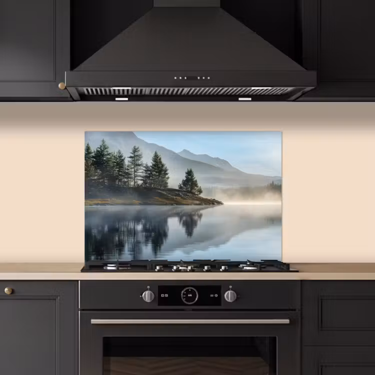 Spatscherm keuken - Meer - Mist - Bergen - Landschap — 5