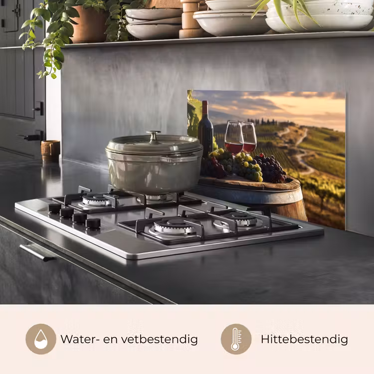 Spatscherm keuken - Wijn - Druiven - Heuvels - Landschap — 2