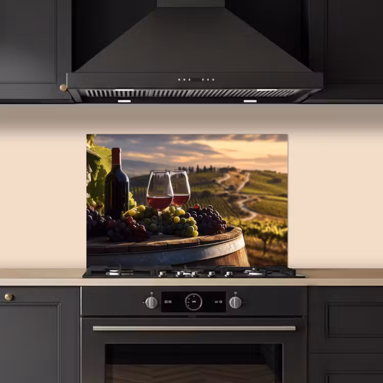 Spatscherm keuken - Wijn - Druiven - Heuvels - Landschap — 5