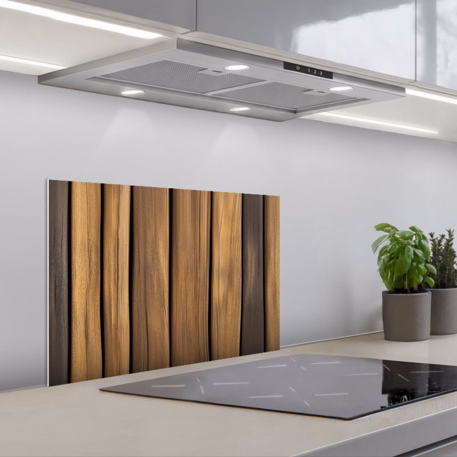 Spatscherm keuken - Hout - Planken - Natuurtinten — 1