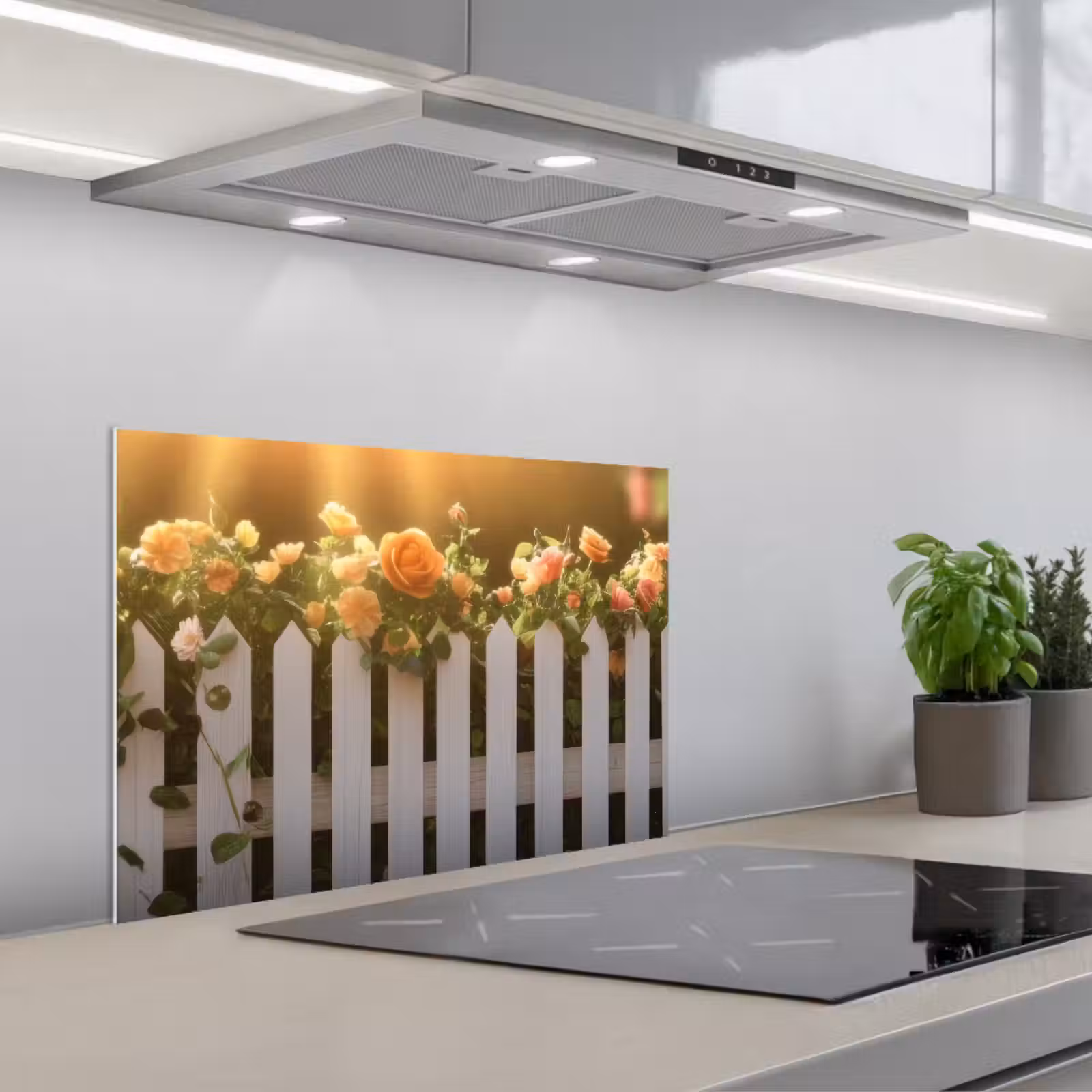 Spatscherm keuken - Rozen - Hek - Zonlicht — 1