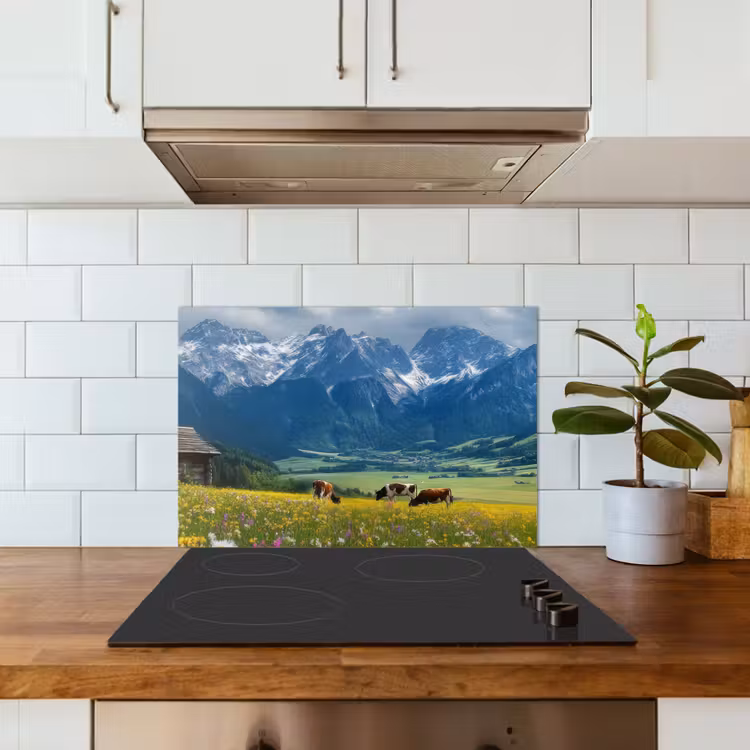 Spatscherm keuken - Alpen - Weide - Bergen - Koeien — 3