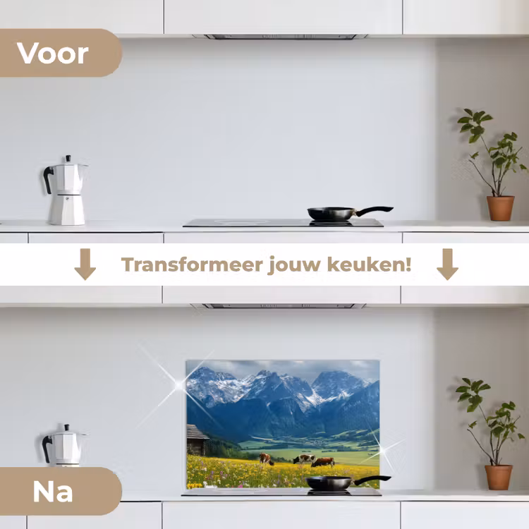 Spatscherm keuken - Alpen - Weide - Bergen - Koeien — 7