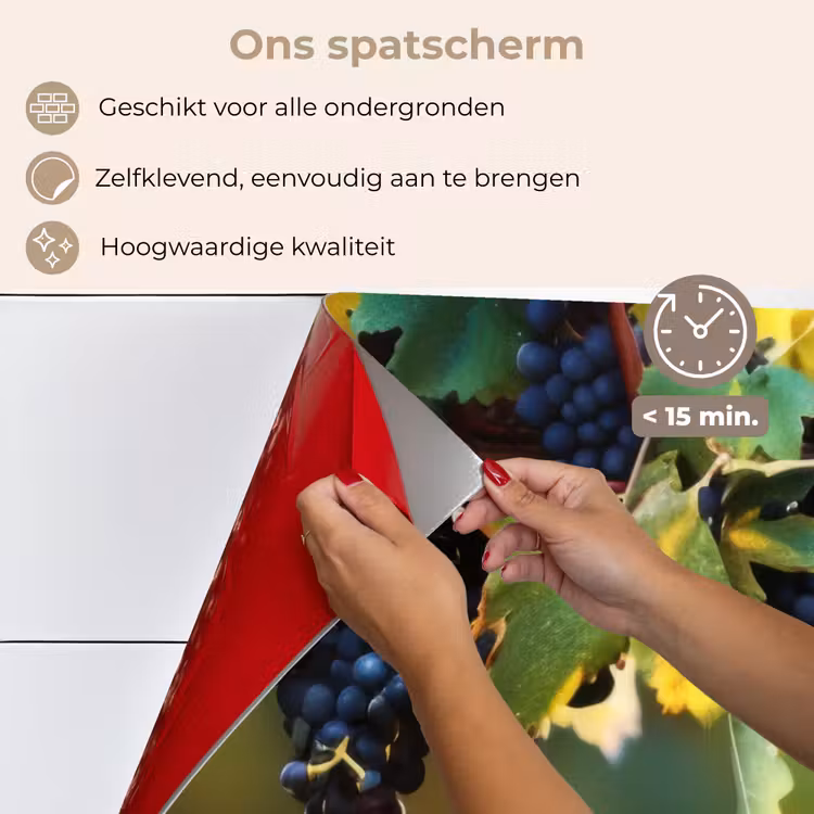 Spatscherm keuken - Druiven - Wijn - Natuur - Groen — 4