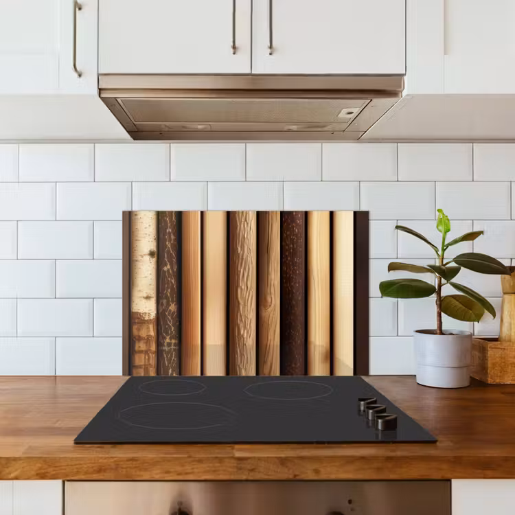 Spatscherm keuken - Hout - Planken - Natuurlijk — 3