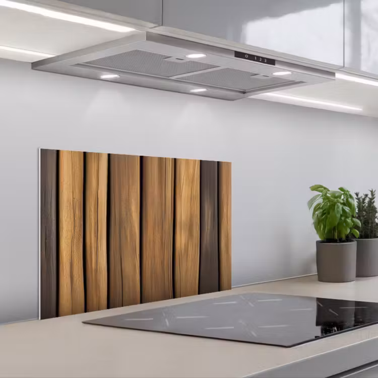 Spatscherm keuken - Hout - Planken - Natuurtinten — 1