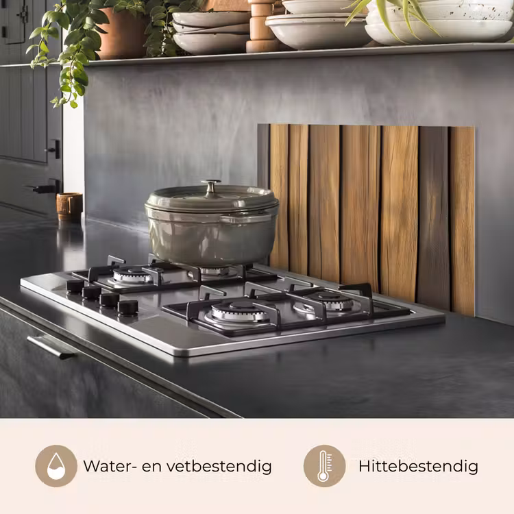 Spatscherm keuken - Hout - Planken - Natuurtinten — 2