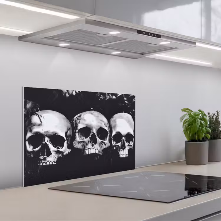 Spatscherm keuken - Schedels - Zwart - Contrast — 1