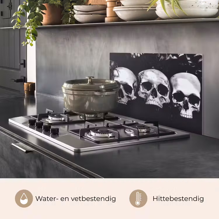 Spatscherm keuken - Schedels - Zwart - Contrast — 2