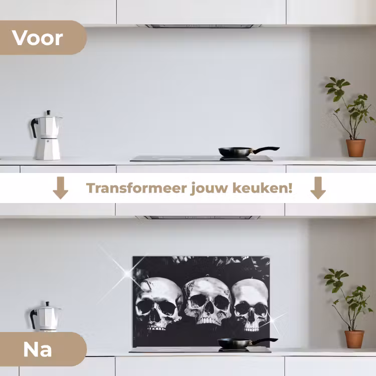 Spatscherm keuken - Schedels - Zwart - Contrast — 7