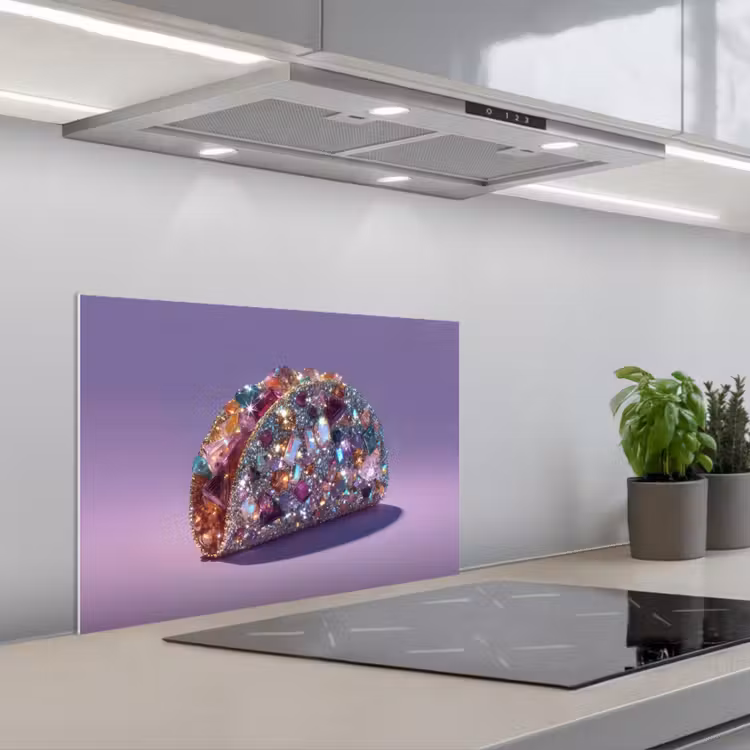 Spatscherm keuken - Edelstenen - Glitters - Paars - Kleurrijk — 1