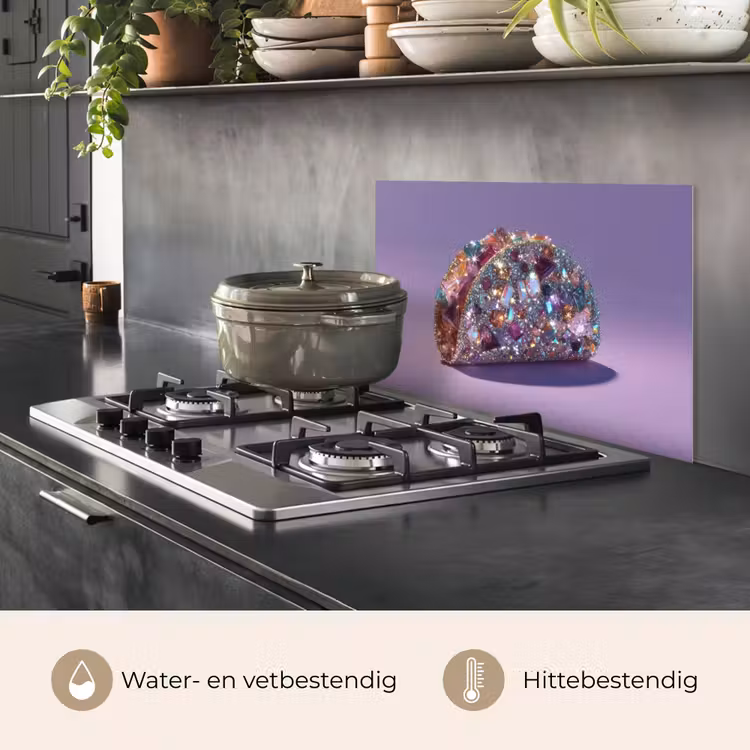 Spatscherm keuken - Edelstenen - Glitters - Paars - Kleurrijk — 2