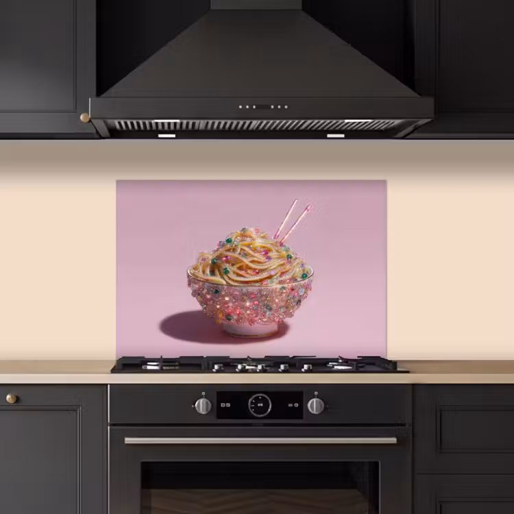 Spatscherm keuken - Noodles - Edelstenen - Stokjes - Roze — 5