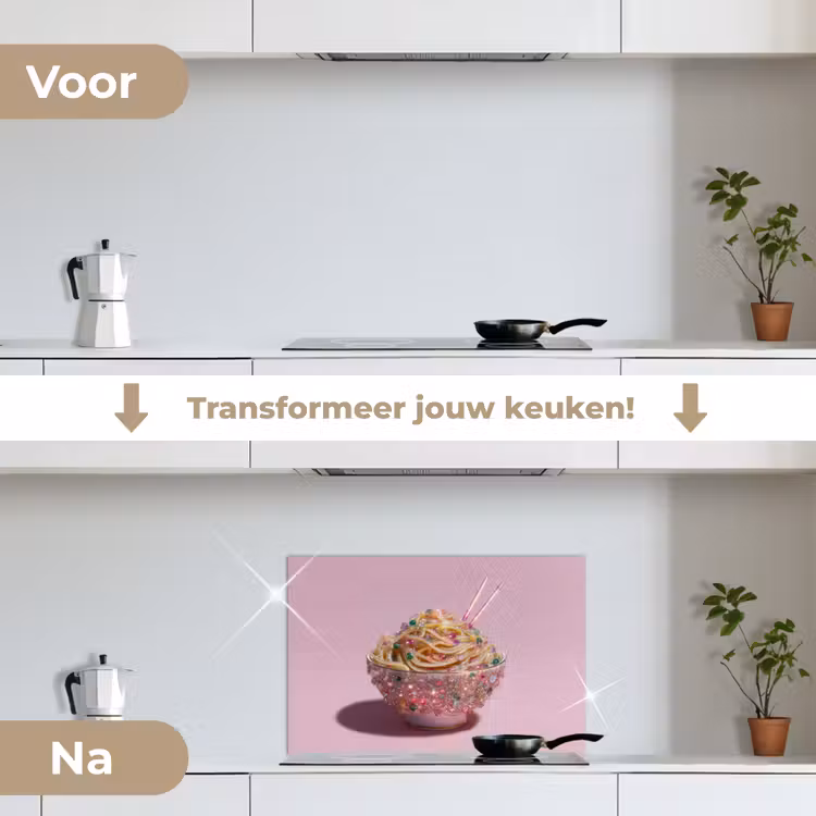Spatscherm keuken - Noodles - Edelstenen - Stokjes - Roze — 7