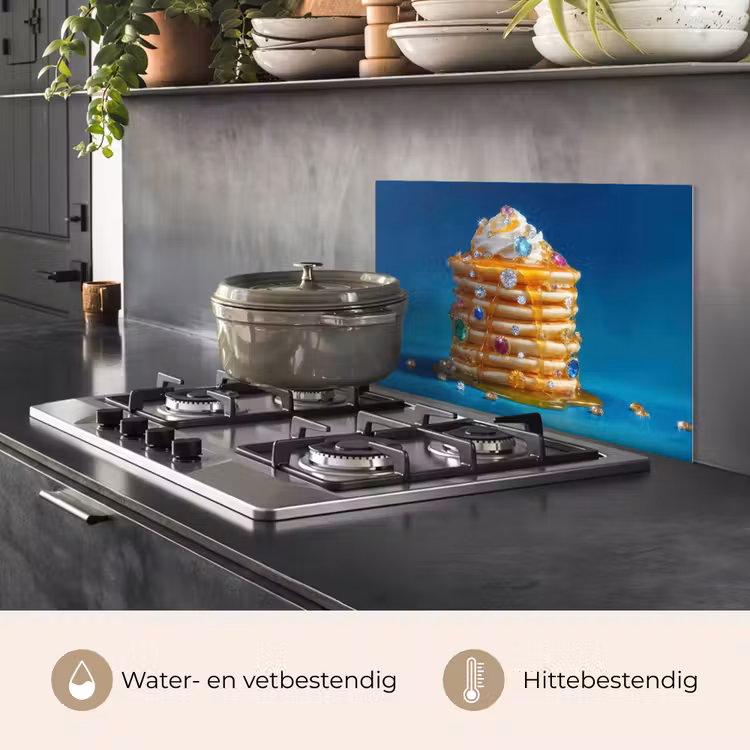 Spatscherm keuken - Pannenkoeken - Steentjes - Glitter - Slagroom — 2