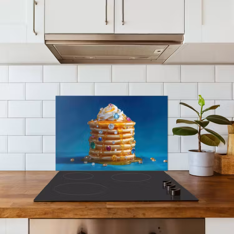 Spatscherm keuken - Pannenkoeken - Steentjes - Glitter - Slagroom — 3