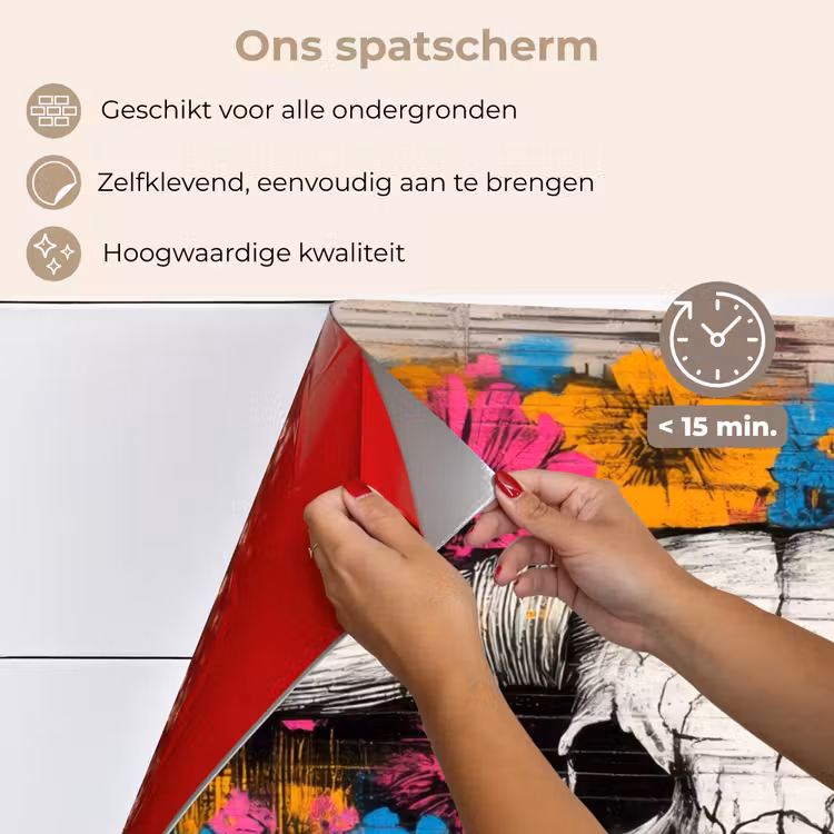 Spatscherm keuken - Schedel - Bloemen - Graffiti — 4