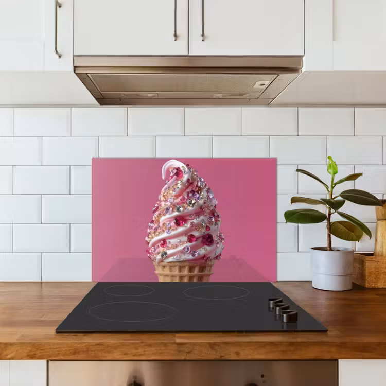 Spatscherm keuken - Softijs - Edelstenen - Roze - Hoorntje — 3
