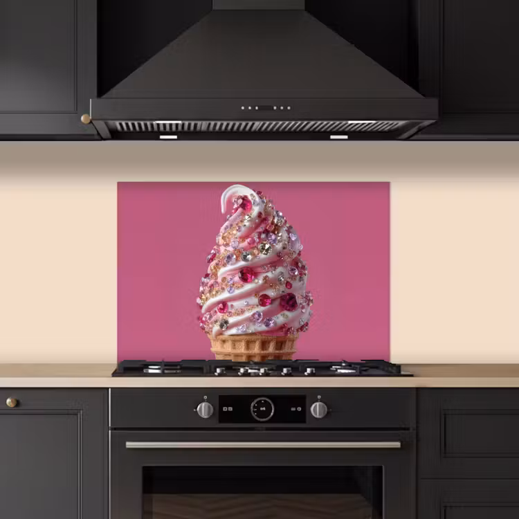 Spatscherm keuken - Softijs - Edelstenen - Roze - Hoorntje — 5