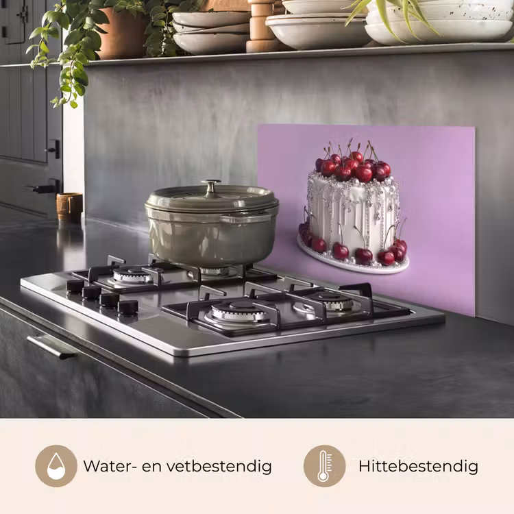 Spatscherm keuken - Taart - Kersen - Juwelen - Rood — 2