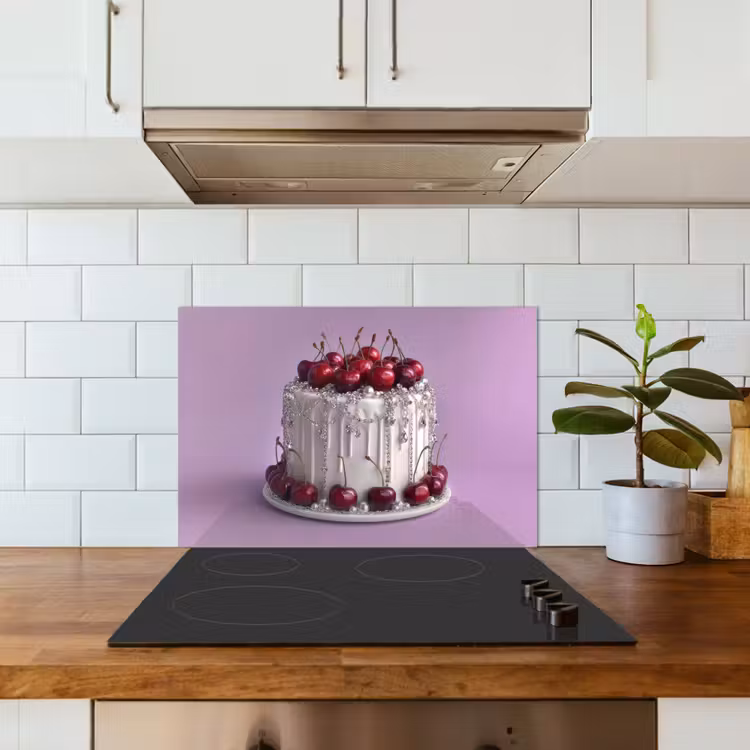 Spatscherm keuken - Taart - Kersen - Juwelen - Rood — 3
