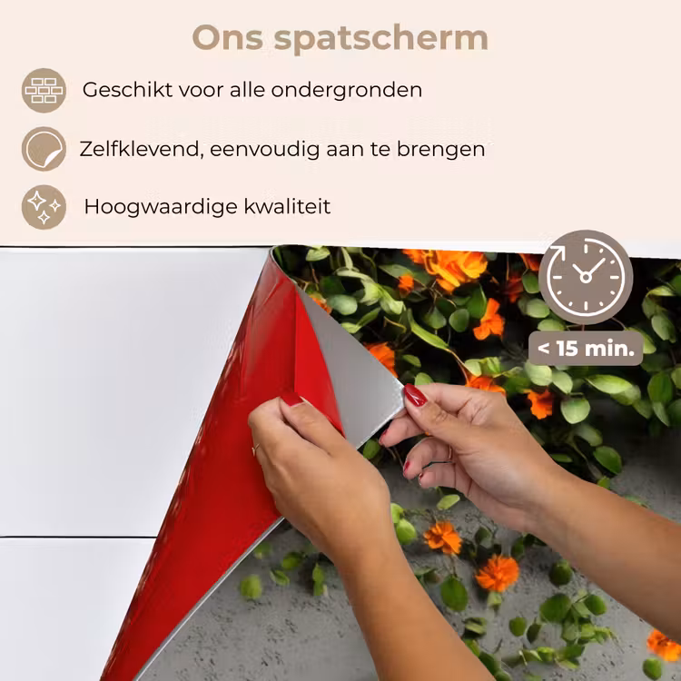 Spatscherm keuken - Bloemen - Muur - Oranje — 4