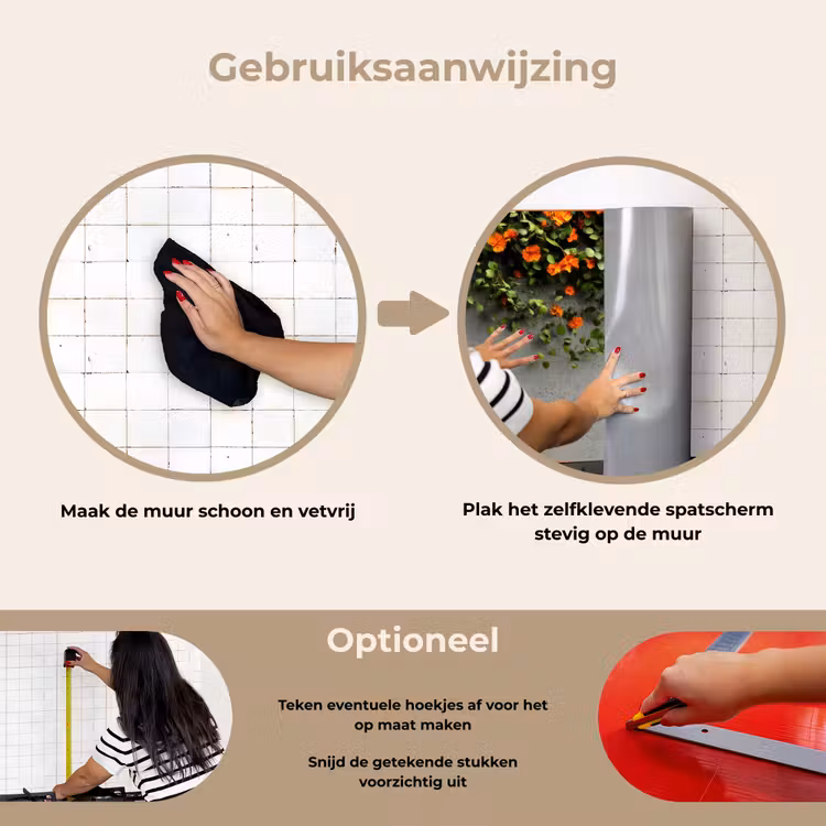 Spatscherm keuken - Bloemen - Muur - Oranje — 6